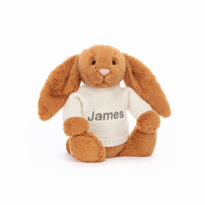 Jellycat Bashful Golden Bunny with Cream Jumper USA | 21786DSIY